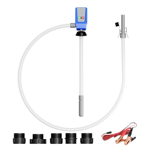 Wiltec Pompe de transfert – 12 L/min env. – opération sur batterie ou câble DC 12 V – transvasement essence, diesel, huile, eau, urée – Pompe à autoamorçage
