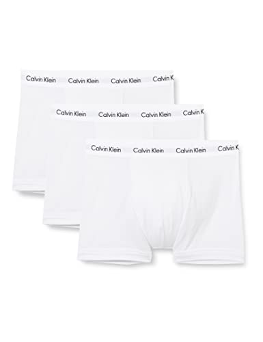 Calvin Klein Herren 3er Pack Boxershorts Trunks Baumwolle mit Stretch, Weiß (White), L