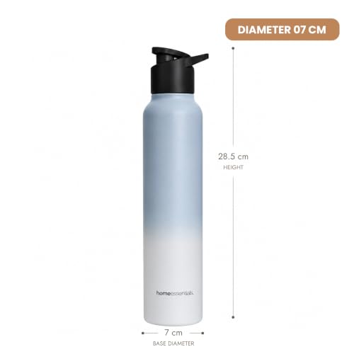 Image of HomeEssentials Premium Stainless Steel Water Bottle - Single-Wall 1000ml | Single-Wall Insulated Leakproof Stainless Steel Lid | Unbreakable, BPA-Free, Fridge Bottles for Home, Office, School, Travel