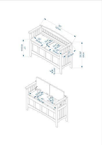 Linon-Home-Decor-Storage-Bench-with-Short-Split-Seat-Storage-Walnut-50-inchw-x-17-inchd-x-2525-inchh Linon Home Decor Storage Bench with Short Split Seat Storage Walnut 50 inchw x 17 inchd x 2525 inchh