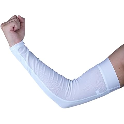 Lohca Arm Sleeves for Men & Women UV Protection UPF 50+ Compression Sleeves to Cover Arms for Running Gym Golf Outdoor Sports, White M Cover