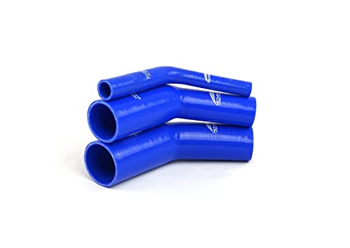 Manguera de silicona 45° con reducción 70-60 mm resistente a la presión azul