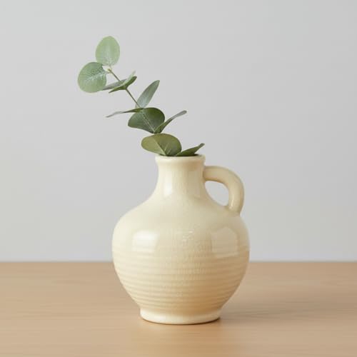 Sunddo White Ceramic Vase 6 Inch - Small Modern Flower