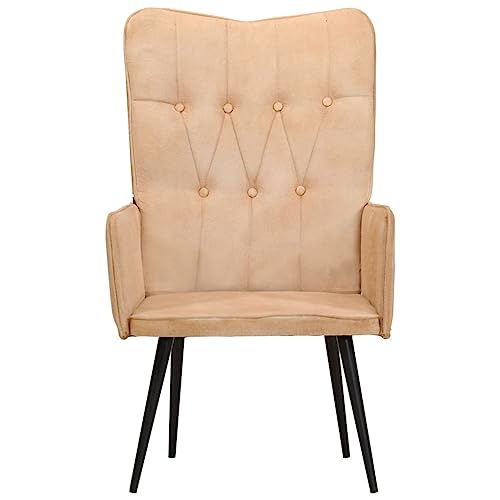 Woonisher Sillón orejero de Lona Color Crema