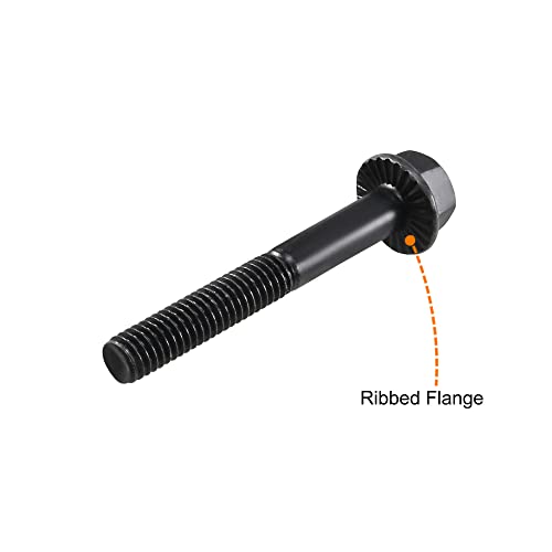 Image of uxcell M6-1x45mm Hex Serrated Flange Bolts 10.9 Grade Carbon Steel Screws 10pcs