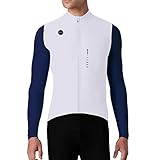 GCRFL Winter Cycling Jersey Men Cold Weather Biking Cycling Clothing Thermal Fleece Bicycle Clothing Cycling Softshell Jacket (White, XL)