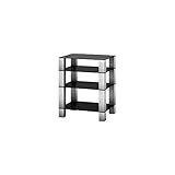 Max. Tragkraft: 40 kg Sonorous RX 5040-B-INX Phonomöbel, Schwarzglas mit Aluminium in silber
