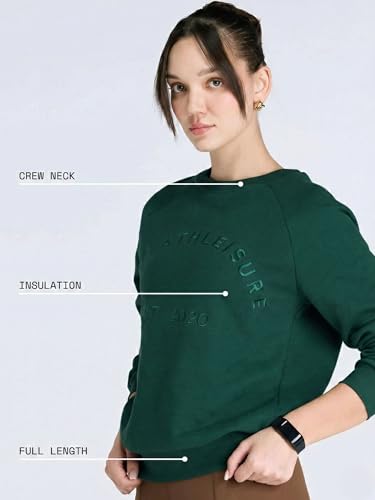 Image of CAVA Essential Sweatshirt for Women | Brushed Fleece, Round Neck, Full Sleeves, Ribbed Cuffs, Embroidery Detail | Cozy Loungewear & Travelwear