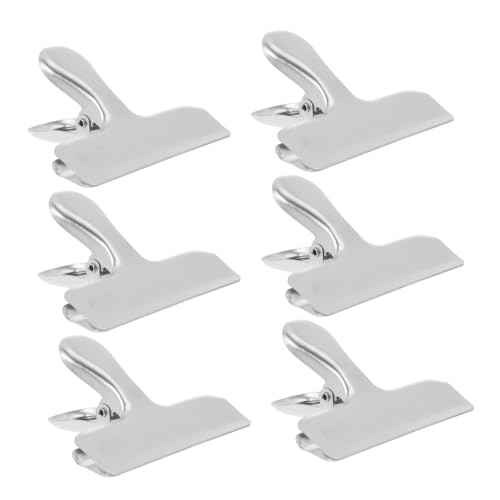 NIYANGLE 6 pièces Lot de Clips de Fermeture Inox pour Sacs Alimentaires Pince Étanche Antidérapante pour Conservation et Rangement Frais des Snacks et Aliments