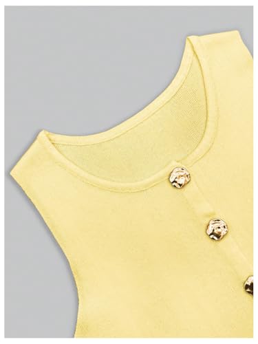 GORGLITTER Women's Sleeveless Sweater Knit Vest Tops Trendy Dressy Business Casual Metallic Button Up Cardigan Tops3