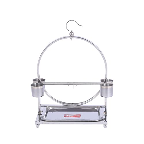 GLigeT Parrot Playstand Tiger skin black phoenix stainless steel parrot bird rack strong and durable bird rack hanger station cage round parrot rack Bird Playground(L)