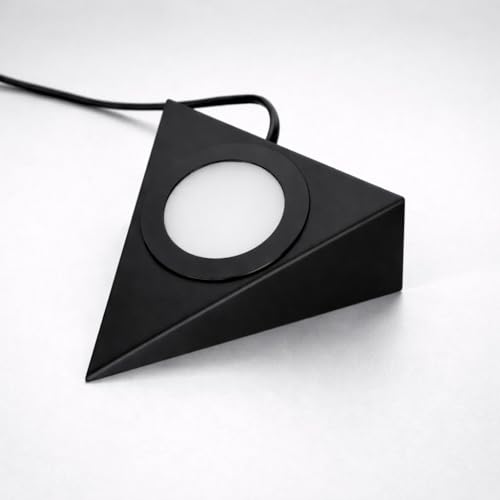LEDBRITE Triangle LED Under Cabinet Light, Matt Black, 3 CCT 3000K - 6500K, 2W 200lm, 240V Mains, Stainless Steel, Built in Driver, Kitchen Cabinet Light (3)