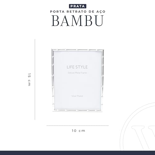 Porta-Retrato de Aço Bambu Prata 10cm x 15cm - Wolff