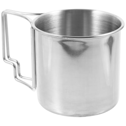 FELTECHELECTR Taza de Agua para Exteriores de Acero Inoxidable Asa Plegable, Fácil de Limpiar y Multifunción para Camping y Picnic