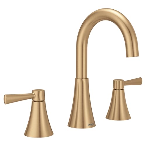 Moen Ronan Bronzed Gold Two-Handle Adjustable Widespread Modern Bathroom Faucet,
