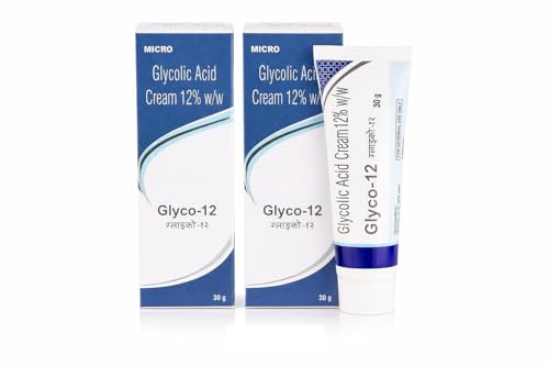 Image of Glyco 12 Glycolic Acid 12% Cream for Pigmentation, Dark Spots, Acne Marks & Uneven Skin Tone | Dermatologist-Recommended for Skin Renewal, Clarity & Even Tone- 30gm (Pack of 2)