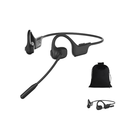 ossez Bluetooth Headset with Microphone Open Ear Headphones with Mic Truck Driver Headset Noise Cancelling Wireless Headset with Mute Button Designed for Meeting Home Office Driving (Black)