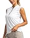 SANTINY Women's Sleeveless Golf Shirt Zip Up Tennis Lightweight Quick Dry Tank Tops Polo Shirts for Women(A White_S)
