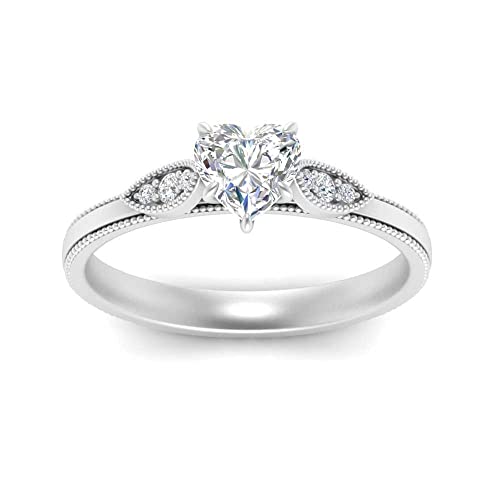 Image of Choose Your Gemstone Milgrain Simple Diamond CZ Ring Sterling Silver Heart Shape Milgrain Engagement Rings Everyday Jewelry Wedding Jewelry Handmade Gifts for Wife US Size 4 to 12
