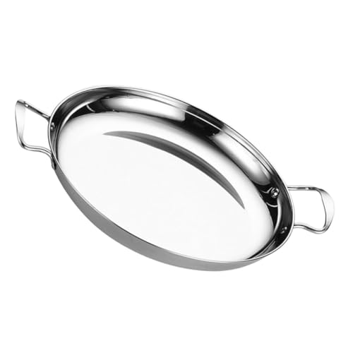 HOLIDYOYO cacerola bandeja de doble oído olla sartenes cocinando Batería de cocina utensilios de cocina de inducción sartén bote de stock bandeja de cocina doméstica Acero inoxidable Plata