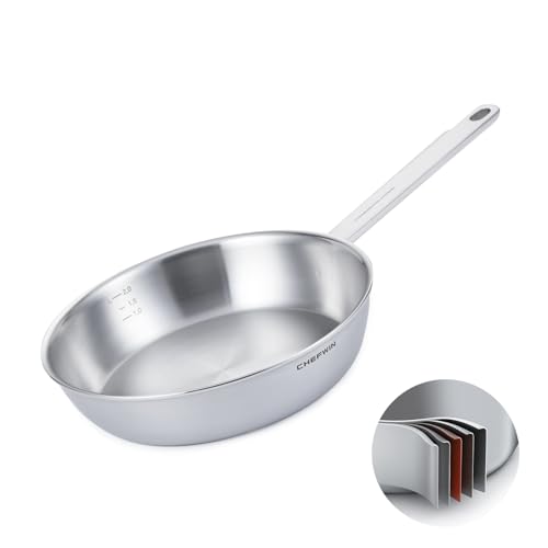 CHEFWIN 10.2 Inch Skillet Frying Pan 316 Stainless Steel Copper core 5-Ply Induction compatible...