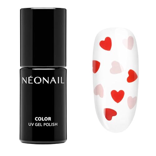 NÉONAIL NEONAIL UV Nagellacke Never-Ending Love 7,2 ml - Klar mit Rosa-Roten Herzen - NEONAIL Farben - UV Lack - Gel Nägel - Nageldesign - Shellack