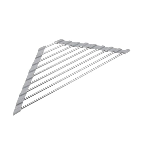 Beaupretty 折りたたみ式ステンレス三角コーナー水切りラック 速乾通気ホール付き アップディッシュドレイナー キッチンシンク収納スペース節