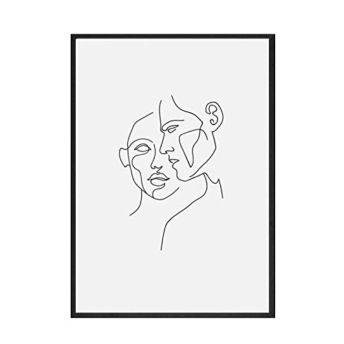 Impression murale décor minimaliste affiche noir blanc visage et poster salon de créateur