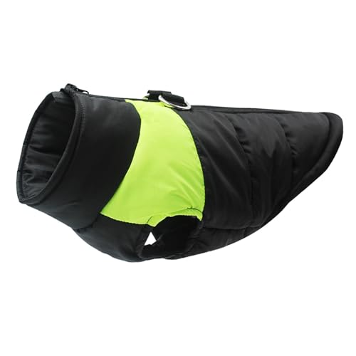 Chaleco de invierno para perros con cremallera y anillas en D impermeable verde 2XL 2