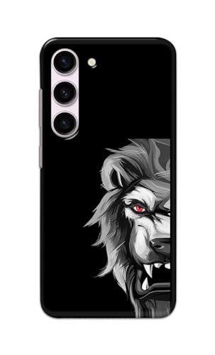 Image of Plastic Printfidaa Printed Hard Back Cover Case For Samsung Galaxy S23 5G Back Cover (Angry Lion) -112,Black