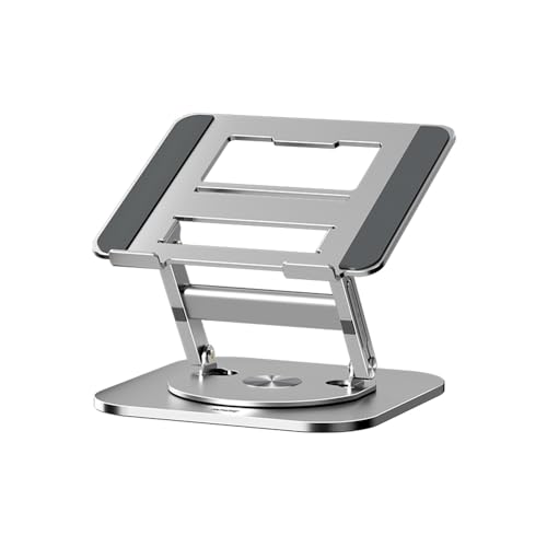Einprovken Support réglable pour ordinateur portable avec base pivotante à 720°, support ergonomique pliable pour ordinateur portable, 10-17,3" (Argent)
