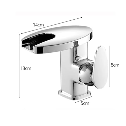 Grifo de lavabo de baño con boquilla de cascada de luz LED que cambia de 3 colores, material de latón, hidropotencia, diseño de un agujero para cocina, lavandería húmeda y cámper