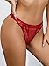 OYOANGLE Women's Bow Sheer G-Strings Low Rise Thong Panties Underwear Red Medium