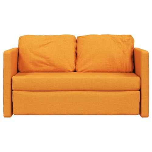 Sofá de suelo amarillo oscuro de dos plazas en tela con estructura de metal 6