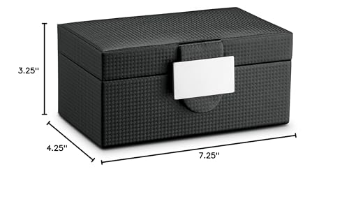 Glenor Co Travel Watch Case - 3 Slot Watch Box, Carbon Fiber Design for Mens Watches, Men's Watch Holder Boasts Metal Buckle, Secured Velcro Closure & Leather Pillows, Small for Traveling - Black