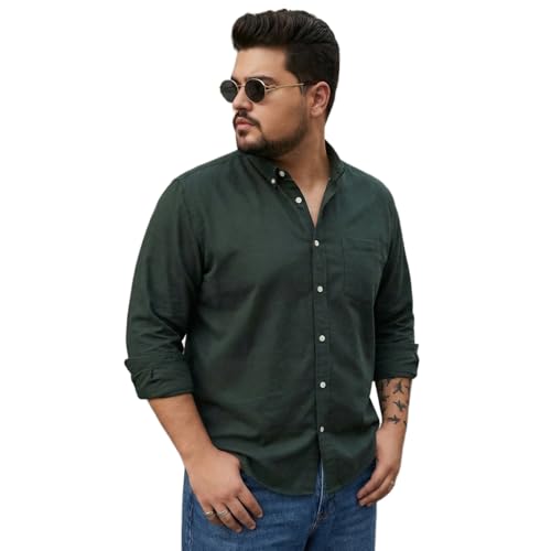 Image of Urbano Plus Men's Cotton Full Sleeve Regular Fit Solid Oxford Shirt with Button-Down Collar