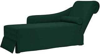Chaiselongue mit Nackenrolle rechter Armlehne dunkelgrün Samt gepolstert 145x56x70 cm ergonomisch für Wohnzimmer Schlafzimmer Büro zum Liegen und Entspannen