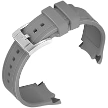 18mm 20mm 22mm Universal Silicone Rubber Watch Band Fit Most Tranditional Watch with Curved Ends Lugs, Watch Strap Bracelet Brushed Black or Silver Stainless Steel Buckle For Men Women