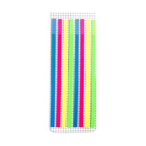 Marcador Notas Adesivo Fita Neon Cores Cartela 160 fitas Tirinhas Marca Texto Autoadesivo Memorie Note Sticky Marca Pagina Livro Apostila Biblia Book Indice Premium MZZC