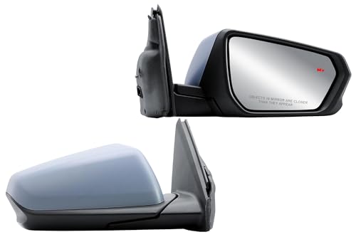 Passenger Side Mirror for 2018-2024 Chevrolet Equinox/GMC Terrain | Electric Heated with BLIS Blind Spot Sensor | Primer Paintable Back Cover | Manual Fold | Winter Ready | Blind Spot Detection