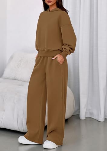 Image of PRETTYGARDEN Womens Sweatsuits 2 Piece Set 2026 Casual Winter Long Sleeve Hoodie Loose Wide Leg Sweatpants Fall Tracksuit