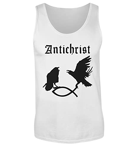 Camiseta de tirantes para hombre Antichrist en color negro con diseño alternativo casual
