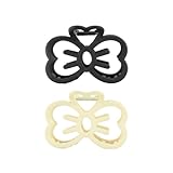 2Pcs Kawaii Cat Bow Claw Clips for Women, Novelty Hollow Bow Clips for Medium Thick Hair, Cute Pastel Kitty Animal Hair Accessories for Birthday Valentines (Black, Cream White)