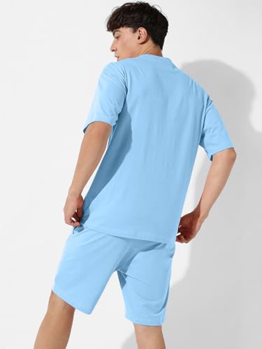 Image of Zombom Combo of Men's Night Suit | Men's Co-ord Set | Lounge-wear Nightdress Pajama Set | Summer Night Wear | Solid Plain Casual Pajama Shorts Set | Beach Wear Pack of 2