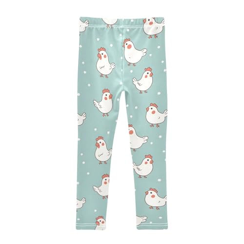 Chicken on Dot Girls Leggings Athletic Pants Tights Stretch Bottom2