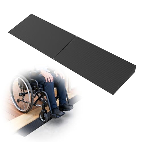 Nuvium 2 Rise Rubber Threshold Ramps for Doorways 34 Wide Modular Wheelchair Ramp 2 PCS Wheelchair Ramp Access Ramps for Wheelchairs Strollers Sweepers Bathrooms Entryways 2000LBS Capacity