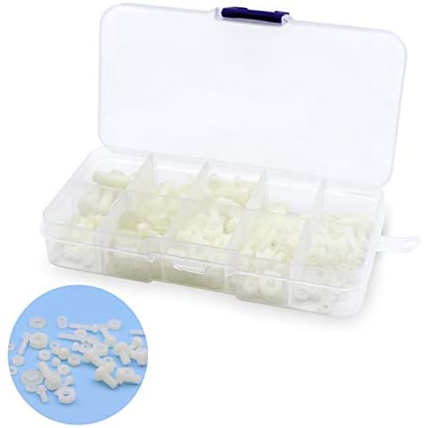 Loscrew 270Pcs M2 M2.5 M3 M4 M5 Nylon Screw Nut Washer Hex Nylon Screws Assortment Kit for DIY Electrical Circuit Board Mounting Hardware Kit Cover