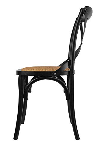 2Xhome Set Of 2 Black Mid Century Modern Farmhouse Antique Cross Back Chair With X Back Assembled Solid Real Wooden Frame Antique Style Dining Chair Side For Accennt Chair Woven Kitchen Task Work Desk #TOP7