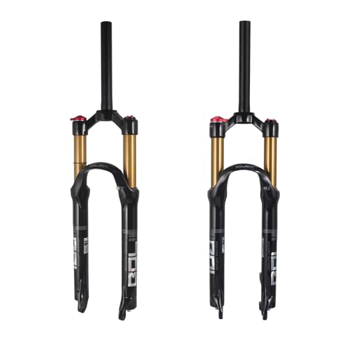 BOLANY Bike Suspension Fork MTB Bicycle Magnesium Alloy Suspension Front Fork 26/27.5/29 inch, 120mm Straight Steerer and Tapered Steerer Air Fork (26, Straight-Manual)