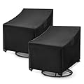 WLEAFJ Patio Swivel Chair Covers Waterproof, Black Outdoor Rocking Chair Covers, Heavy Duty Patio Lounge Deep Seat Cover, 2 Pack - 31.5" W x 33.5" D x 36" H